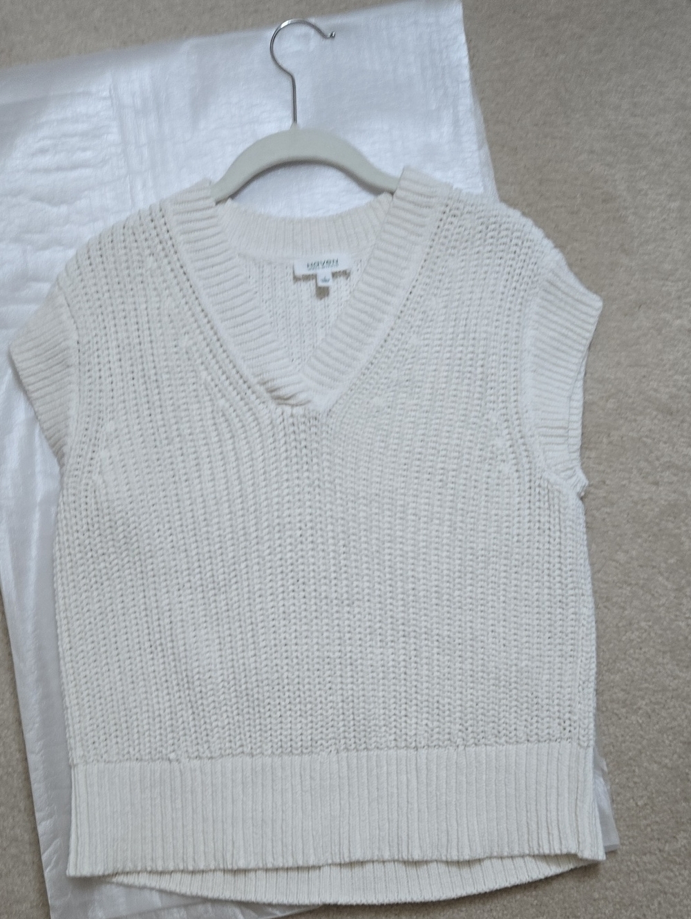 Talbots Cream V-Neck Knit Sweater Vest